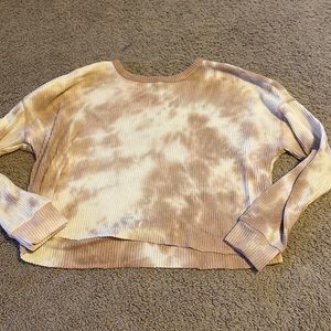 pink and white tie die sweater